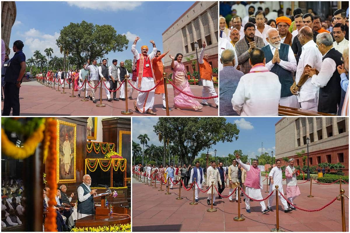 On Tuesday, Members of Parliament (MPs) proceeded to the new Parliament building after bidding farewell to the old building built during the colonial period.At the Central Hall of the Old Parliament building, Prime Minister Narendra Modi addressed members of both Lok Sabha and Rajya Sabha. After that, PM proceeded outside.PM Modi also proposed that the new building be called ˜Samvidhan Sadan