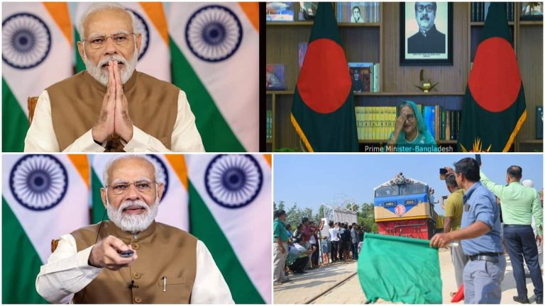 Agartala Akhauran rautatieyhteysprojekti: PM Modi, Bangladesh PM Sheikh Hasina vihki käyttöön rajat ylittävän rautatieyhteyden – Katso kuvat – business-galleria Uutiset