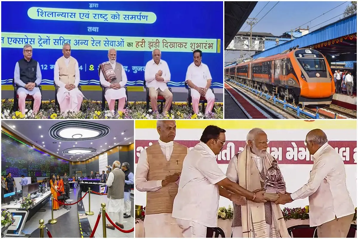 Prime Minister Narendra Modi dedicated to the nation and laid the foundation stone of various developmental projects worth over Rs 1,06,000 crores at Dedicated Freight Corridor’s (DFC) Operation Control Centre in Ahmedabad, Gujarat, on Tuesday.The development schemes encompass multiple sectors including railway infrastructure, connectivity, and petrochemicals. PM Narendra Modi also flagged off 10 new Vande Bharat trains.While addressing people, Prime Minister Narendra Modi said that the youths of India will decide what kind of country and railway they want.